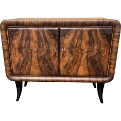 Pamono Italian Art Deco Walnut Burl and Mirror Mosaic Dry Bar Cabinet by Paolo Buffa, 1940s Outlet