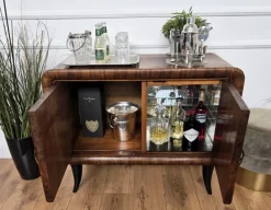 Pamono Italian Art Deco Walnut Burl and Mirror Mosaic Dry Bar Cabinet by Paolo Buffa, 1940s Outlet