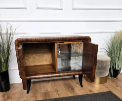 Pamono Italian Art Deco Walnut Burl and Mirror Mosaic Dry Bar Cabinet by Paolo Buffa, 1940s Outlet