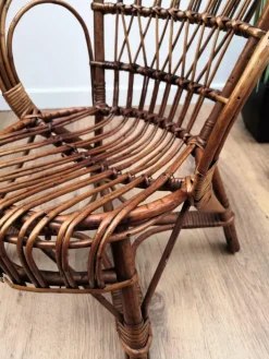 Pamono Italian Bamboo and Rattan Children's Mini Hoop Chair, 1960s New