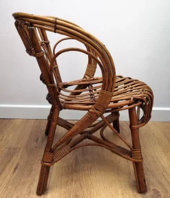 Pamono Italian Bamboo and Rattan Children's Mini Hoop Chair, 1960s New