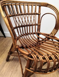 Pamono Italian Bamboo and Rattan Children's Mini Hoop Chair, 1960s New