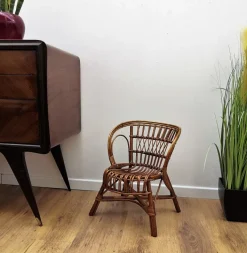 Pamono Italian Bamboo and Rattan Children's Mini Hoop Chair, 1960s New