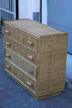 Pamono Italian Bamboo and Rattan Chest of Drawers, 1950 Outlet