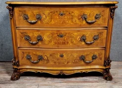 Pamono Italian Baroque Style Curved Chest of Drawers in Burl Marquetry, Early 20th Century Online