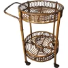 Pamono Italian Bohemian Bamboo Rattan Round Serving Bar Cart by Franco Albini, 1960s Discount