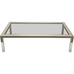 Pamono Italian Brass, Chrome and Glass Rectangular Coffee Table, 1970s Best