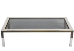 Pamono Italian Brass, Chrome and Glass Rectangular Coffee Table, 1970s Best