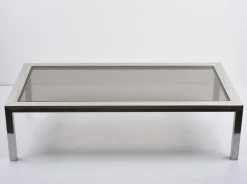 Pamono Italian Brass, Chrome and Glass Rectangular Coffee Table, 1970s Best