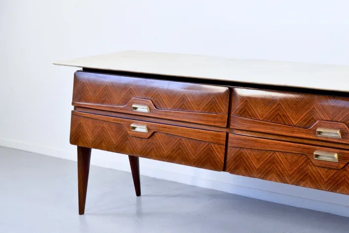 Pamono Italian Carrara Marble and Brass Sideboard, 1960s Discount