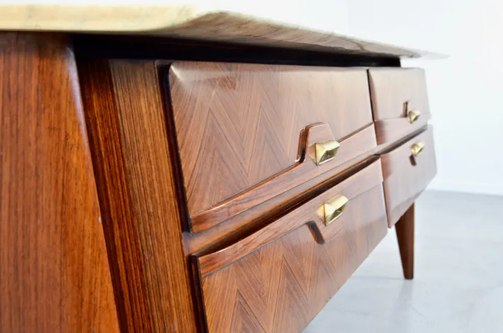 Pamono Italian Carrara Marble and Brass Sideboard, 1960s Discount