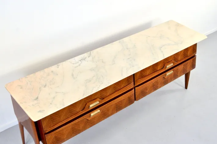 Pamono Italian Carrara Marble and Brass Sideboard, 1960s Discount