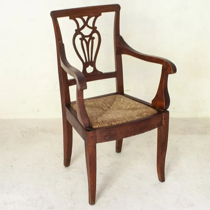 Pamono Italian Children's Chair in Wood with Rush Weave, 1900 Discount