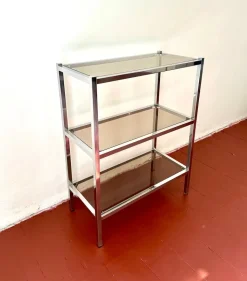 Pamono Italian Chrome and Smoked Glass Bookshelf, 1970s Hot