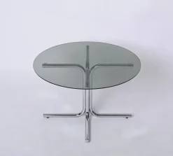 Pamono Italian Chrome and Smoked Glass Round Coffee Table in the style of Giotto Stoppino, 1970s Online