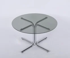 Pamono Italian Chrome and Smoked Glass Round Coffee Table in the style of Giotto Stoppino, 1970s Online