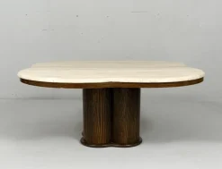 Pamono Italian Coffee Table with Cloverleaf-Shaped Travertine Top, 1970s Hot