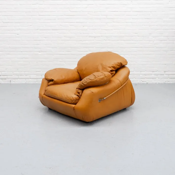 Pamono Italian Cognac Leather Lounge Chair, 1970s Clearance