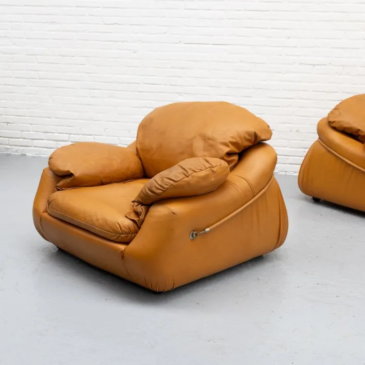 Pamono Italian Cognac Leather Lounge Chair, 1970s Clearance