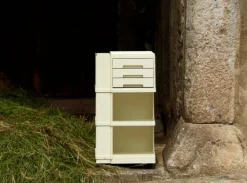 Pamono Italian Cream Storage Trolley in Plastic by Giovanni Pelis for Stile Neolt, 1960s Sale