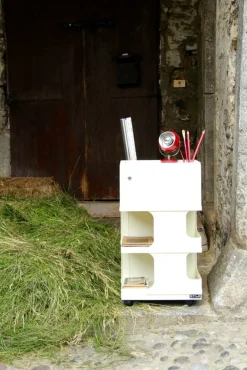 Pamono Italian Cream Storage Trolley in Plastic by Giovanni Pelis for Stile Neolt, 1960s Sale