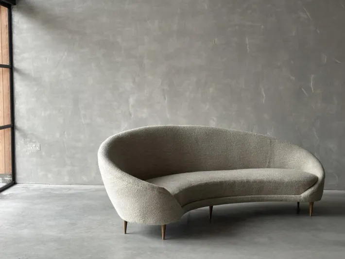 Pamono Italian Curved Sofa, 1950s New