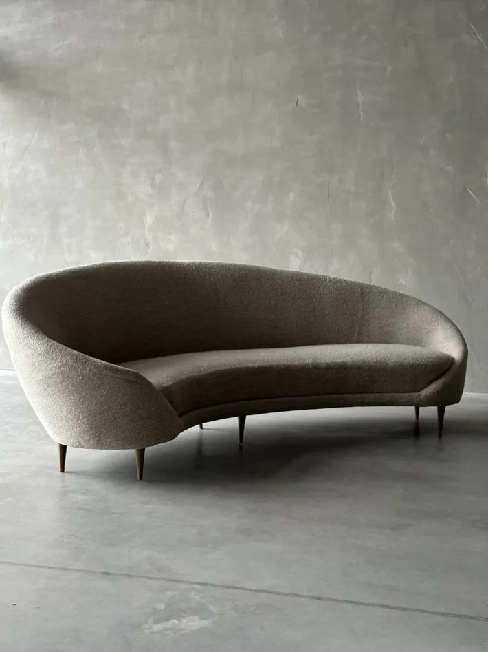 Pamono Italian Curved Sofa, 1950s New