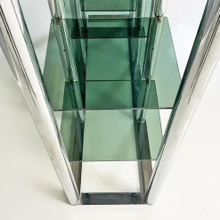 Pamono Italian Modern Self Supporting Bookcase in Chromed Steel and Smoked Glass, 1970s Outlet