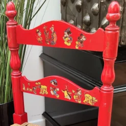 Pamono Italian Red Wood and Rope Rush Kids Children Chair with Disney Graphics Clearance