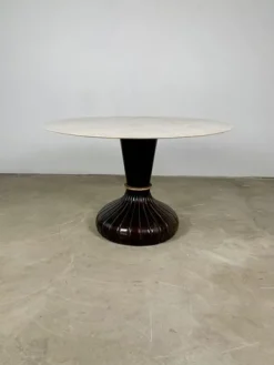 Pamono Italian Round Table with Onyx Top and Wooden Base, 1950s Best