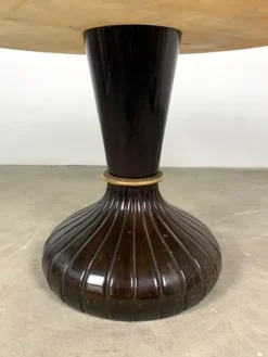Pamono Italian Round Table with Onyx Top and Wooden Base, 1950s Best