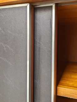 Pamono Italian Teak and Black Skai Sideboard by G. Coslin for 3V Arredamenti, 1960s Hot