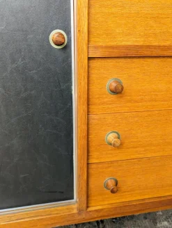 Pamono Italian Teak and Black Skai Sideboard by G. Coslin for 3V Arredamenti, 1960s Hot