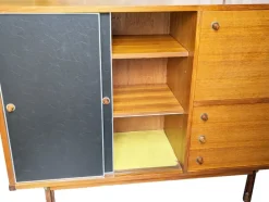 Pamono Italian Teak and Black Skai Sideboard by G. Coslin for 3V Arredamenti, 1960s Hot