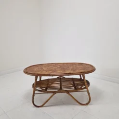 Pamono Italian Wicker and Rattan Coffee Table, 1970s Discount