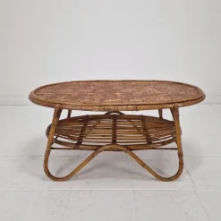 Pamono Italian Wicker and Rattan Coffee Table, 1970s Discount