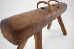 Pamono Large Adjustable Gymnastic Leather Pommel Horse, 1950s Hot