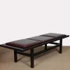 Pamono Large Black Wood and Leather Bench, 20th Century Work Discount
