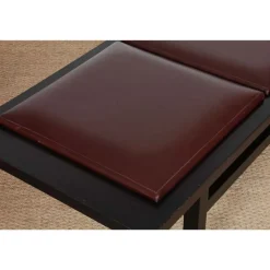 Pamono Large Black Wood and Leather Bench, 20th Century Work Discount