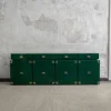 Pamono Large Dark Green Lacquered Wood Sideboard with Brass Details, 1980s Best