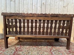 Pamono Large Indonesian Garden Bench in Carved Walnut Outlet