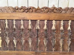 Pamono Large Indonesian Garden Bench in Carved Walnut Outlet