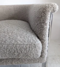 Pamono Large Mid-Century Chromed Steel and Mohair Bouclé Lounge Chairs by Milo Baughman, USA, 1970s, Set of 2