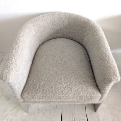 Pamono Large Mid-Century Chromed Steel and Mohair Bouclé Lounge Chairs by Milo Baughman, USA, 1970s, Set of 2