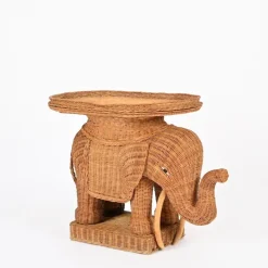 Pamono Large Rattan and Wicker Elephant Side Table attributed to Vivai del Sud, Italy, 1970s Hot