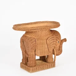 Pamono Large Rattan and Wicker Elephant Side Table attributed to Vivai del Sud, Italy, 1970s Hot