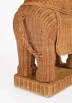 Pamono Large Rattan and Wicker Elephant Side Table attributed to Vivai del Sud, Italy, 1970s Hot