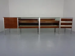 Pamono Large Sales Counters in Rosewood and Steel and Glass, 1960s, Set of 3 Sale