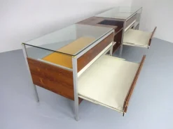 Pamono Large Sales Counters in Rosewood and Steel and Glass, 1960s, Set of 3 Sale