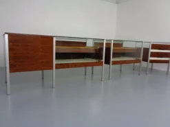 Pamono Large Sales Counters in Rosewood and Steel and Glass, 1960s, Set of 3 Sale